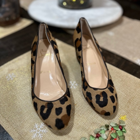 Christian Louboutin Leopard Wedges size 7 - Picture 1 of 4